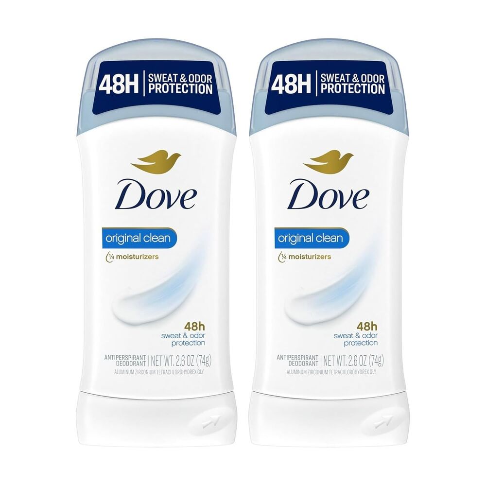 Dove Original Clean 2 Pack Antiperspirant Deodorant Sweat Odor Protection 2.6oz